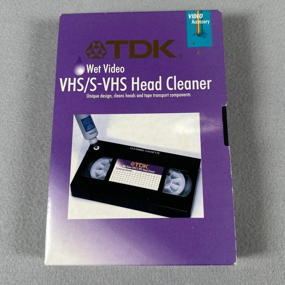 TDK VHS S-VHS Head Cleaner‎ Wet Cleaning Tape Kit Used Untested